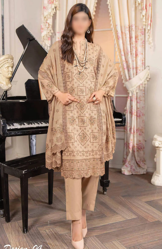 Shagun Premium Embroidered Dhanak Collection By Riaz Arts - Design 04
