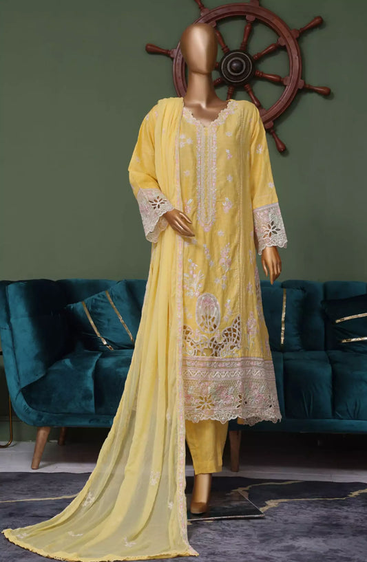 Bin Saeed Luxury Self Embroidered Frock 3 Pc Collection - Design 04