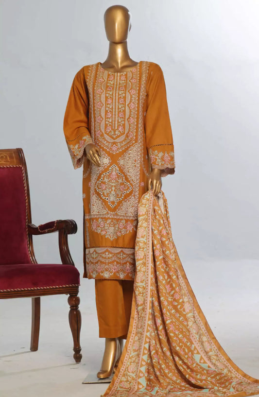 Bin Saeed Exclusive Slub Embroidered Khaddar with Shawl Collection Vol 01 - Design 04