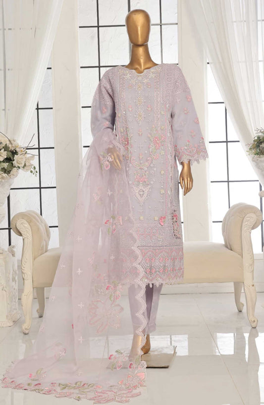 Bin Saeed Embroidered Organza Stitched 3 Piece - D-04 - BS25EO - Lavender - Festive Collection