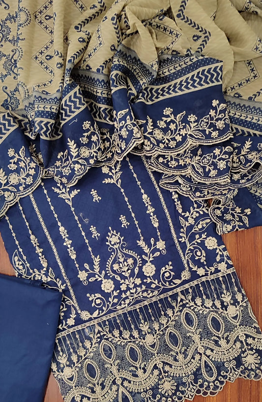 Bin Saeed Unstitched Embroidered Lawn 3 PC Collection 2024 - Design 04