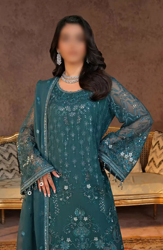 Lamisah Zebaish Luxury Chiffon Collection - Design -04 Pine Green