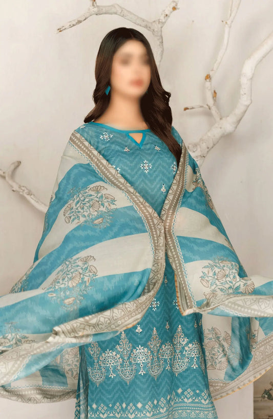 Jasmine Lawn Slub Digital Print and Embroidered Collection Vol 17 - Design 05