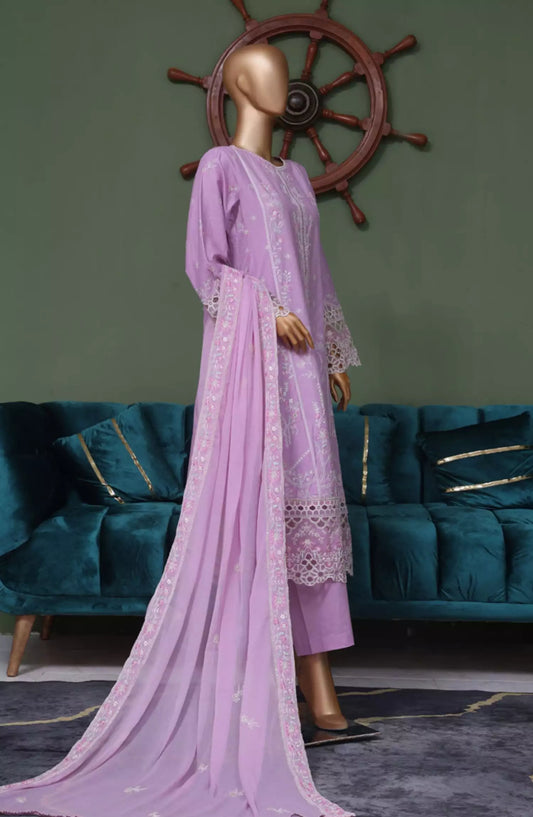 Bin Saeed Luxury Self Embroidered Frock 3 Pc Collection - Design 05