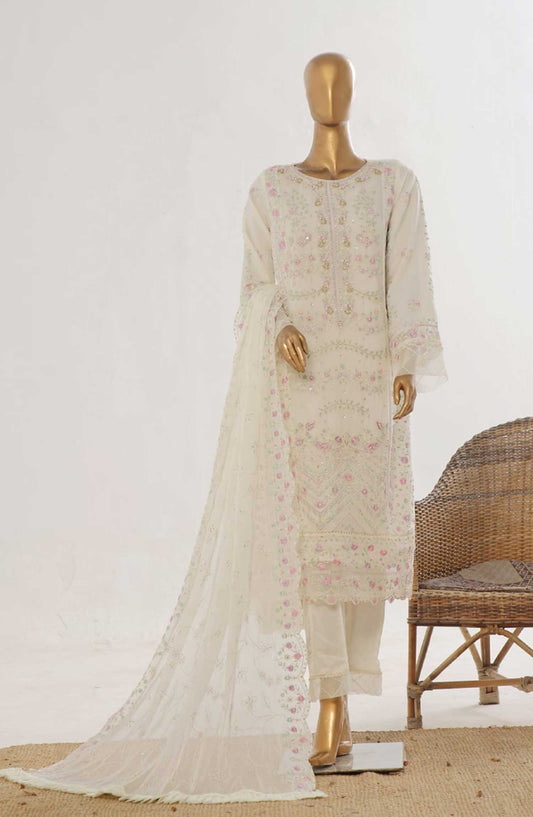 Bin Saeed Embroidered Chiffon Unstitched 3 Piece - D-05 - BS25EC - Cream - Festive Collection