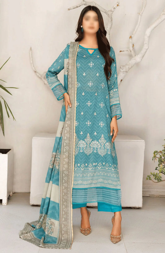 Jasmine Lawn Slub Digital Print and Embroidered Collection Vol 17 - Design 05