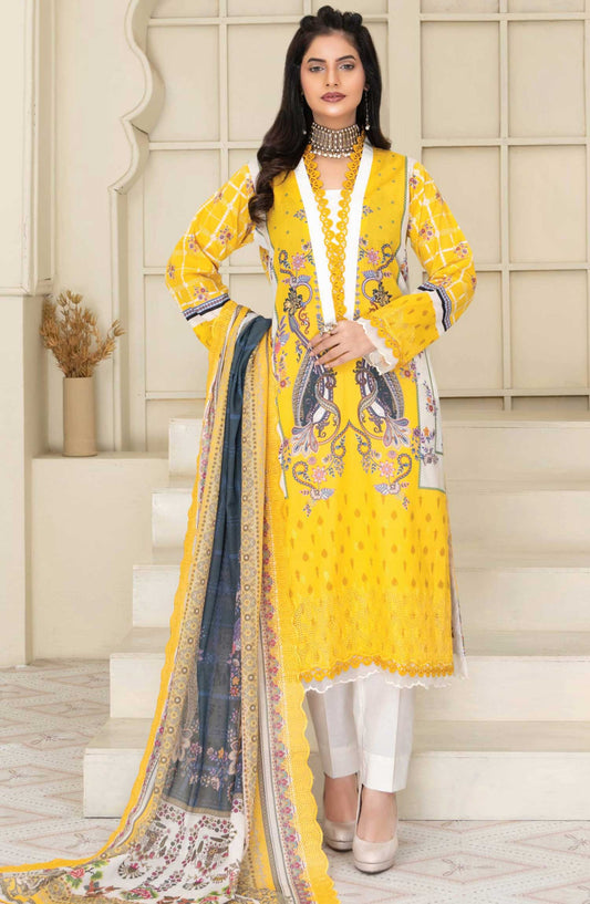 Mashaal by Riaz Arts Embroidered Lawn Unstitched 3 Piece - D-05 - RA25MEL - Yellow - Summer Collection