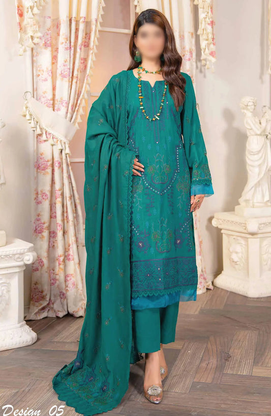 Shagun Premium Embroidered Dhanak Collection By Riaz Arts - Design 05