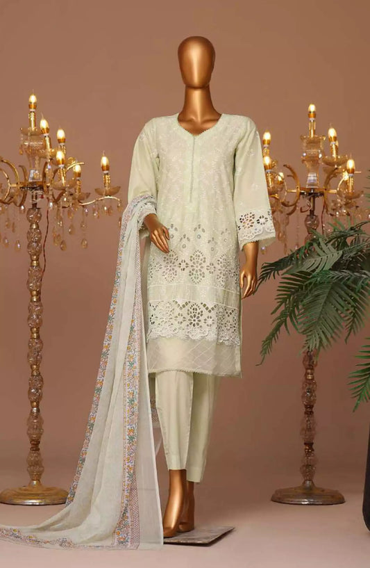 Bin Saeed Cotton Luxury Embroidered with Chiffon Dupatta 3pc Collection - Design 05