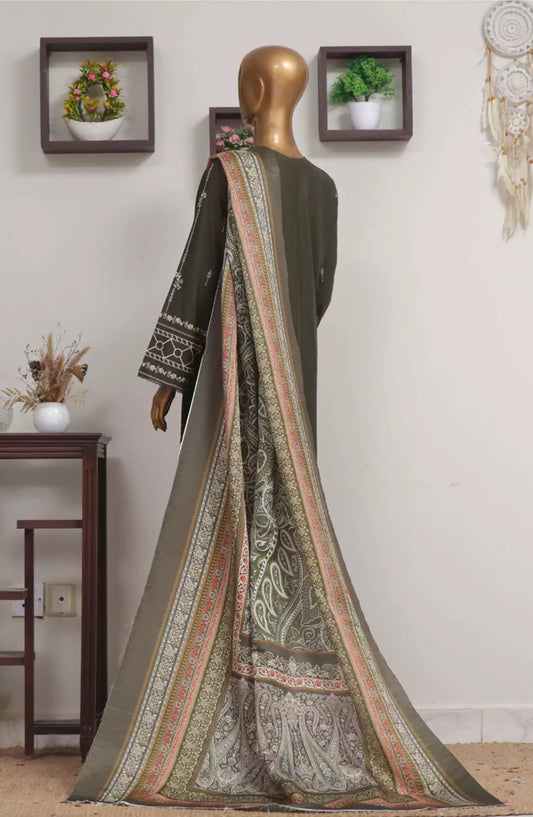 Bin Saeed Exclusive Slub Embroidered Khaddar with Shawl Collection Vol 02 - Design 06