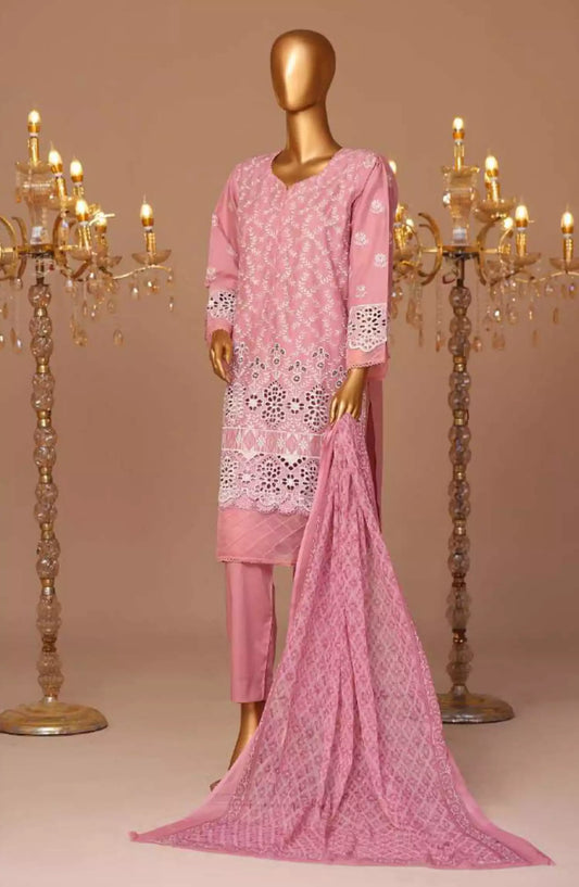 Bin Saeed Cotton Luxury Embroidered with Chiffon Dupatta 3pc Collection - Design 06