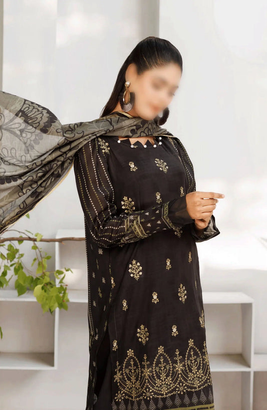 Jasmine Lawn Slub Digital Print and Embroidered Collection Vol 17 - Design 06