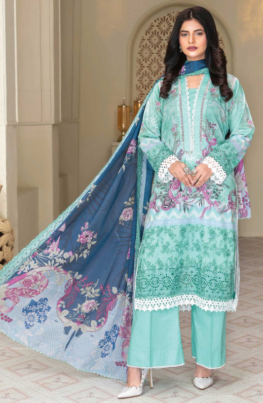 Mashaal by Riaz Arts Embroidered Lawn Unstitched 3 Piece - D-06 - RA25MEL - Sea Green - Summer Collection