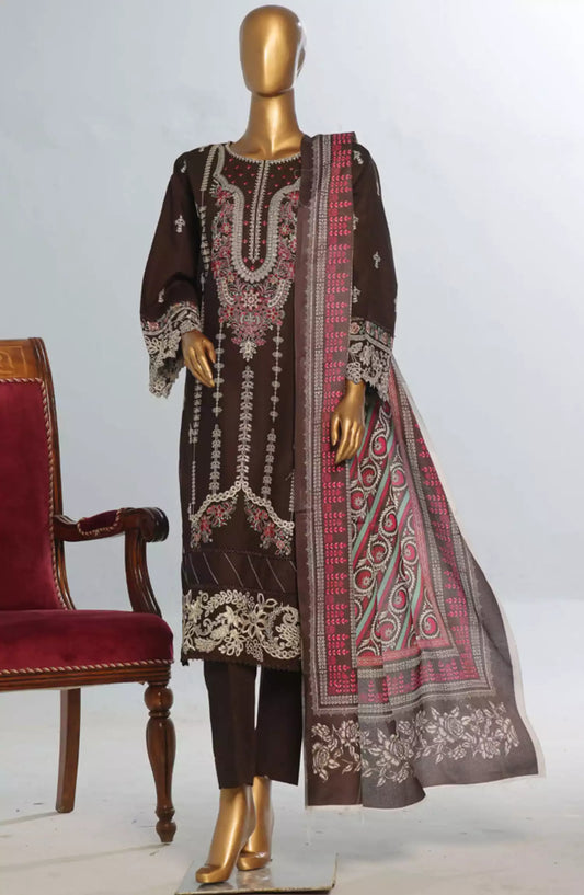 Bin Saeed Exclusive Slub Embroidered Khaddar with Shawl Collection Vol 01 - Design 06