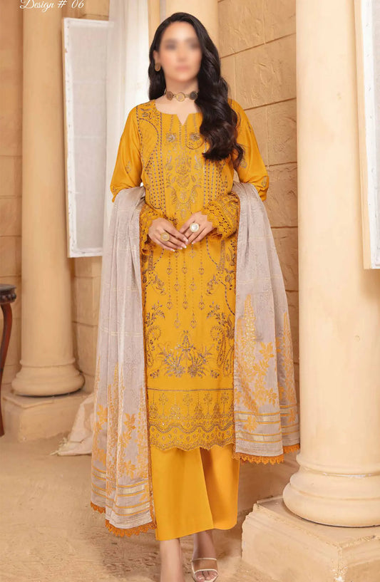 Jugnoo Premium Embroidered Lawn Collection 2024 - Design 06