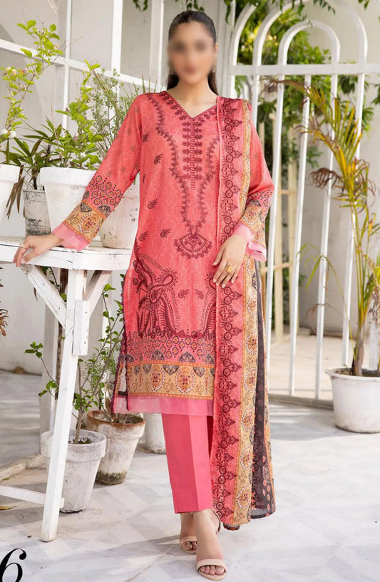 Sarah Digital Premium Embroidered Slub Lawn Collection 2024 - Design 06