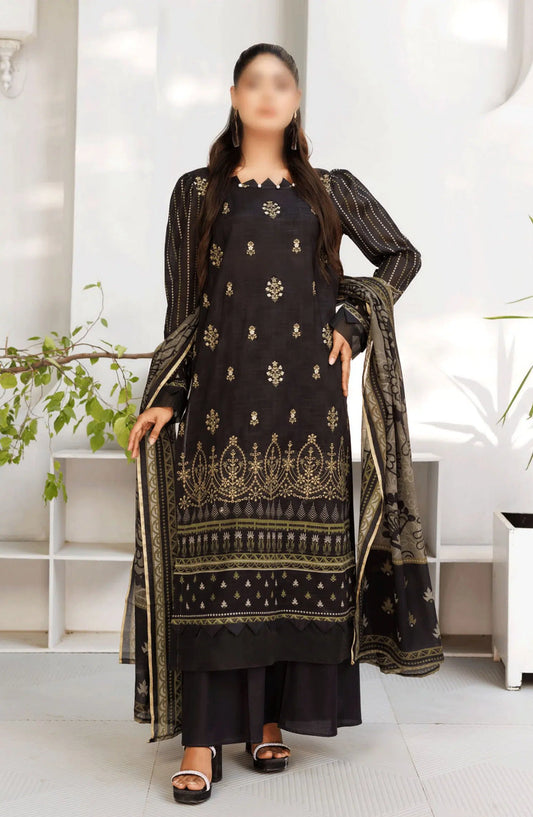 Jasmine Lawn Slub Digital Print and Embroidered Collection Vol 17 - Design 06