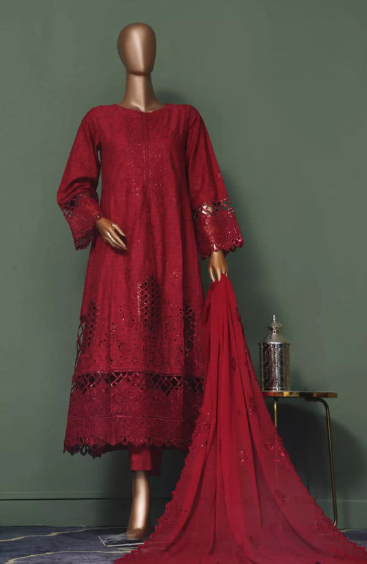 Bin Saeed Luxury Self Embroidered Frock 3 Pc Collection - Design 06