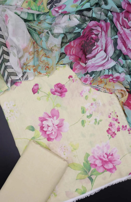 Floral Prints Unstitched Digital Printed Lawn Collection 2024 by Amna Khadija - Design 06