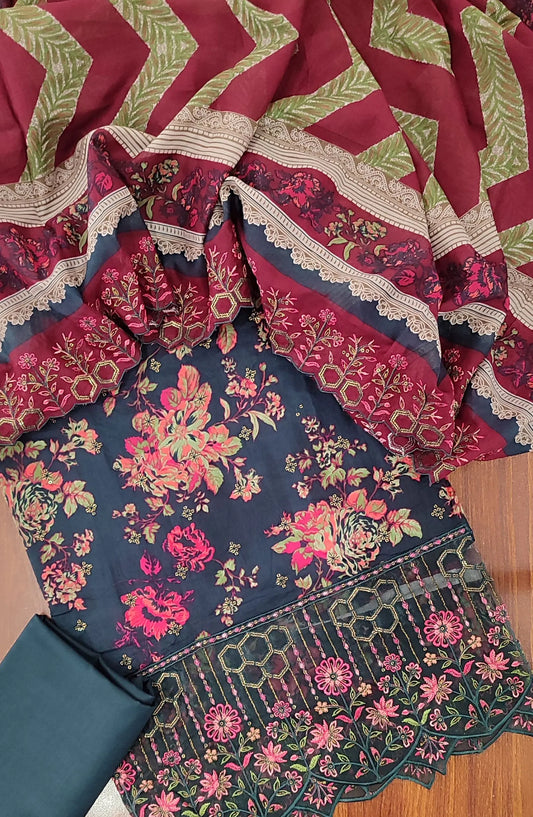 Bin Saeed Unstitched Embroidered Lawn 3 PC Collection 2024 - Design 06