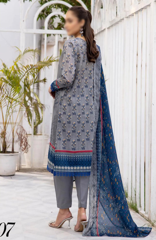 Sarah Digital Premium Embroidered Slub Lawn Collection 2024 - Design 07