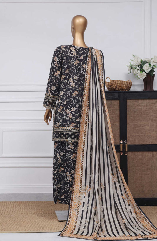 Malika by Sadabahar Embroidered Stitched 3 Piece - D-07 - SD25M - Black - Summer Collection