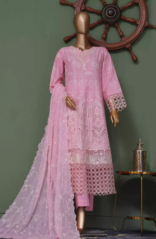 Bin Saeed Luxury Self Embroidered Frock 3 Pc Collection - Design 07