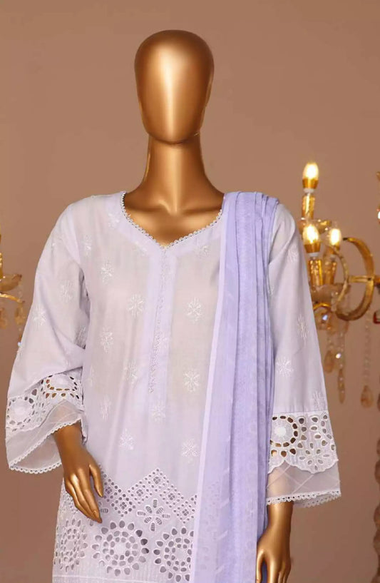 Bin Saeed Cotton Luxury Embroidered with Chiffon Dupatta 3pc Collection - Design 07