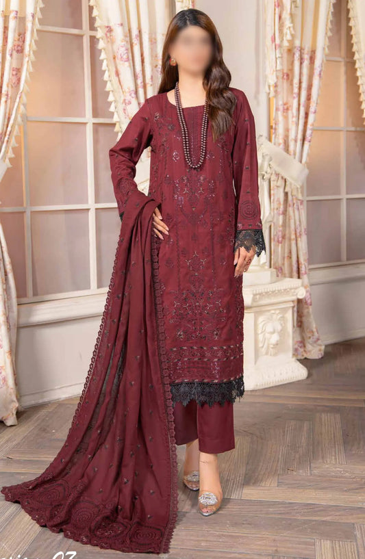 Shagun Premium Embroidered Dhanak Collection By Riaz Arts - Design 07