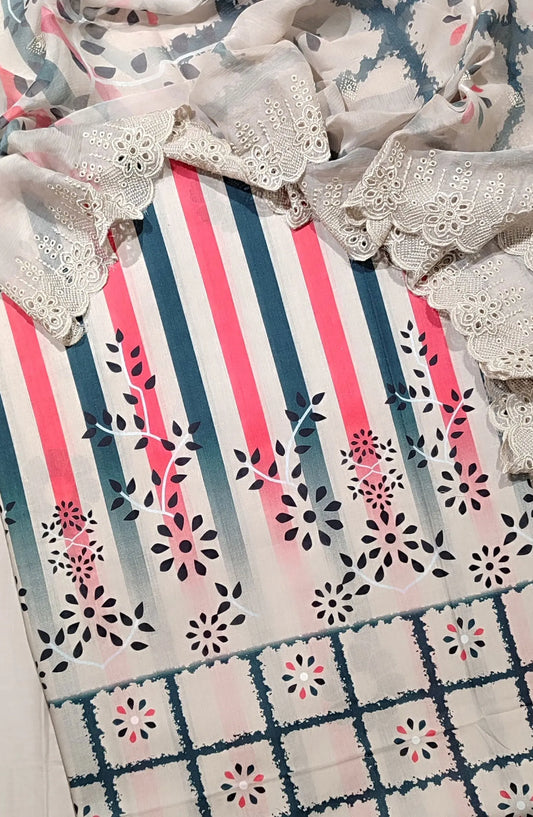 Unstitch Exclusive Printed Lawn Collection 2024 With Schiffli Duaptta By Amna Khadija - Design 07