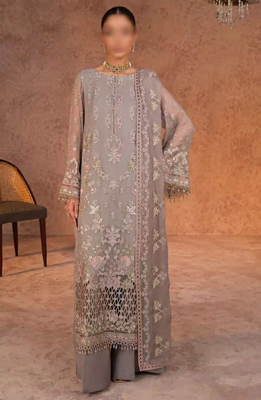 Lamisah Zebaish Luxury Chiffon Collection - Design -07 Fossil