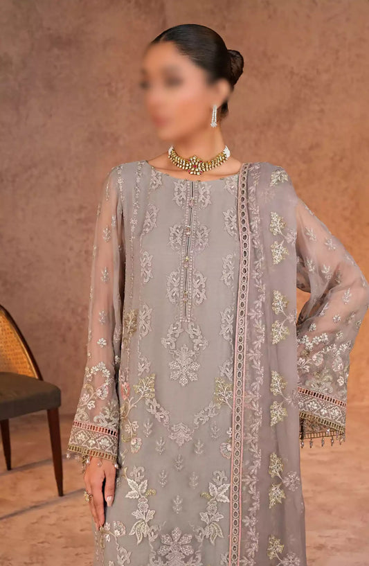 Lamisah Zebaish Luxury Chiffon Collection - Design -07 Fossil