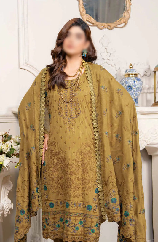 Shagun Premium Embroidered Dhanak Collection By Riaz Arts - Design 08