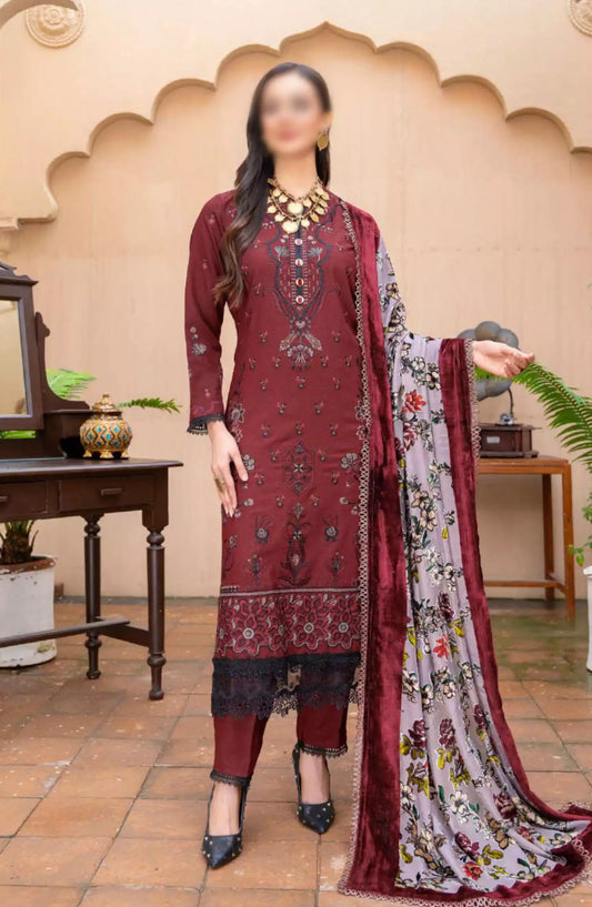 Queen Winter Palachi Shawl Embroidered Collection - Design 08