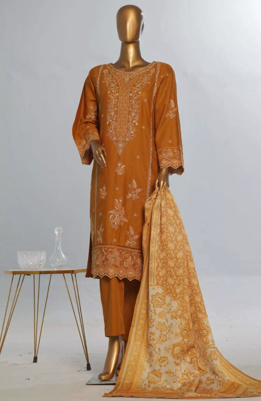 Bin Saeed Exclusive Slub Embroidered Khaddar with Shawl Collection Vol 01 - Design 08