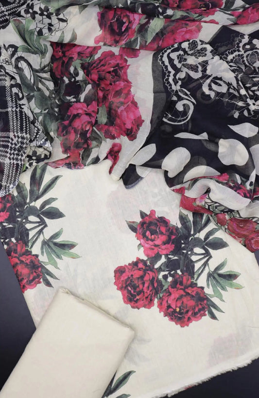 Floral Prints Unstitched Digital Printed Lawn Collection 2024 by Amna Khadija - Design 08