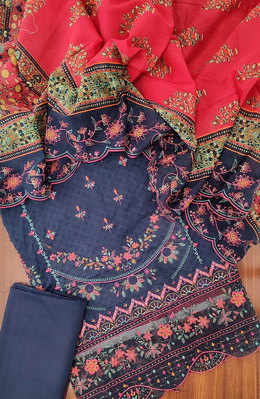 Bin Saeed Unstitched Embroidered Lawn 3 PC Collection 2024 - Design 08