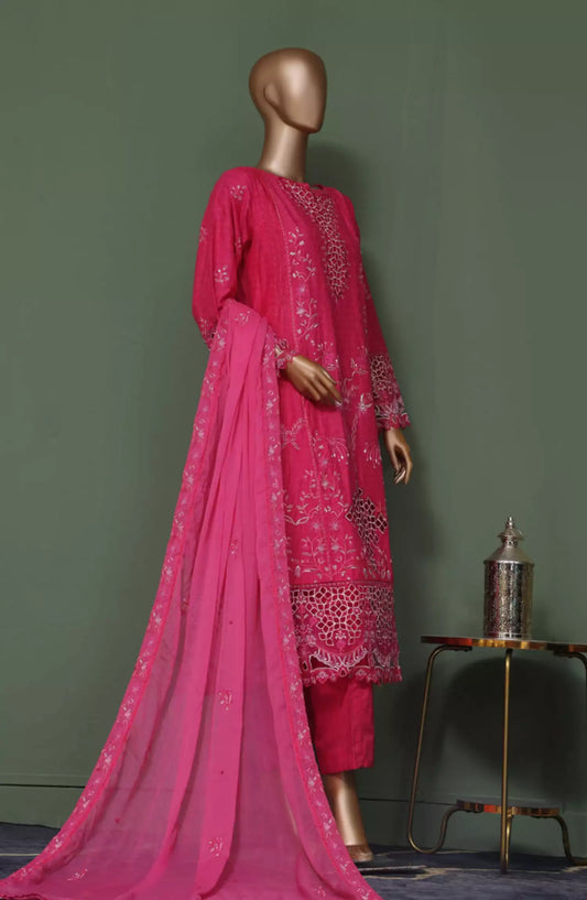 Bin Saeed Luxury Self Embroidered Frock 3 Pc Collection - Design 09