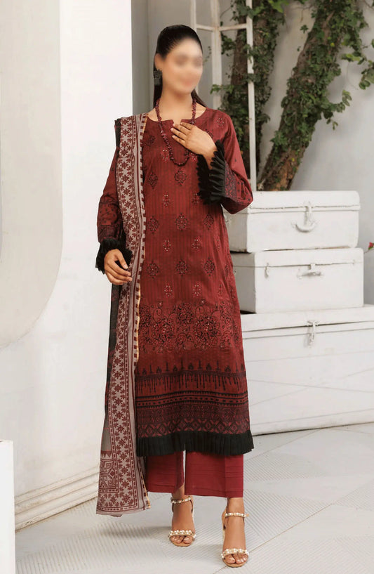 Jasmine Lawn Slub Digital Print and Embroidered Collection Vol 17 - Design 09