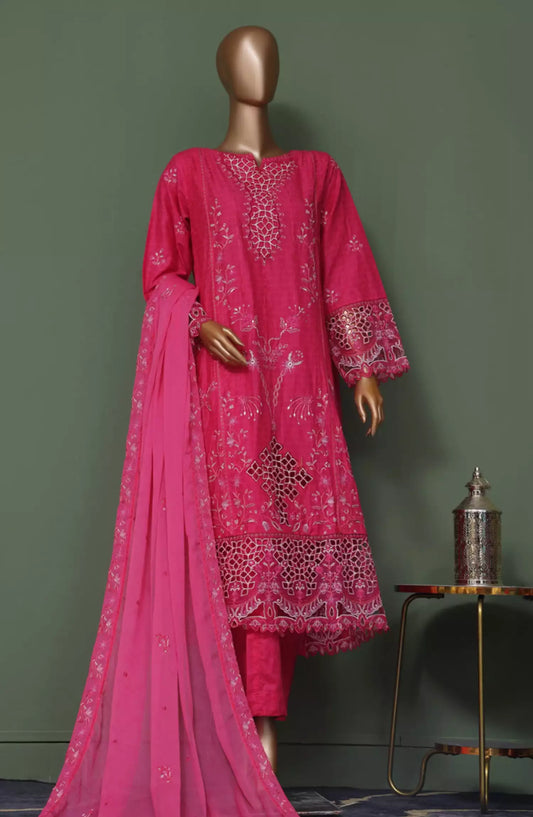 Bin Saeed Luxury Self Embroidered Frock 3 Pc Collection - Design 09