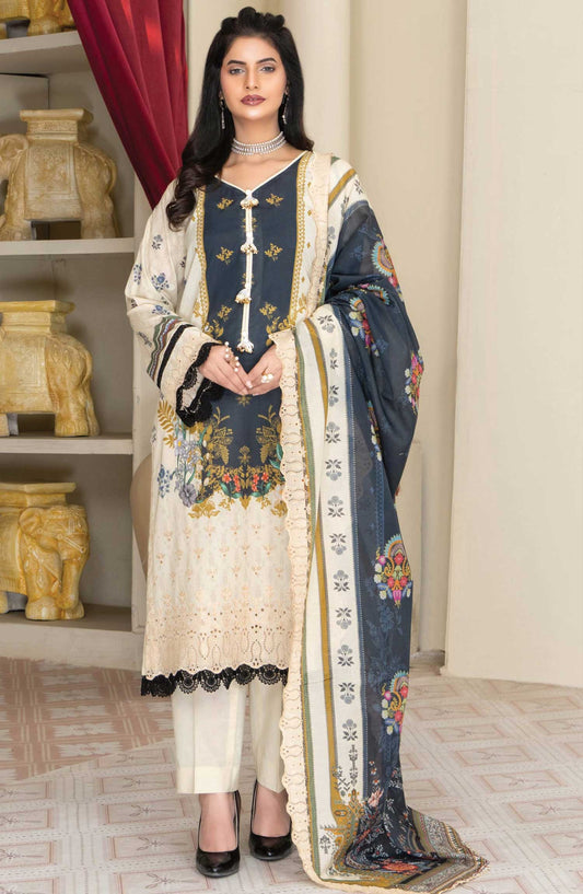 Mashaal by Riaz Arts Embroidered Lawn Unstitched 3 Piece - D-09 - RA25MEL - Cream - Summer Collection