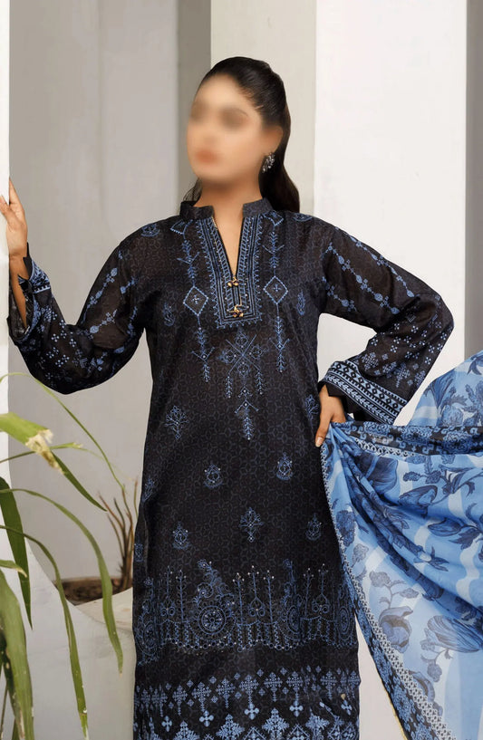 Jasmine Lawn Slub Digital Print and Embroidered Collection Vol 17 - Design 10