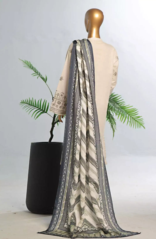 Bin Saeed Exclusive Slub Embroidered Khaddar with Shawl Collection Vol 01 - Design 10