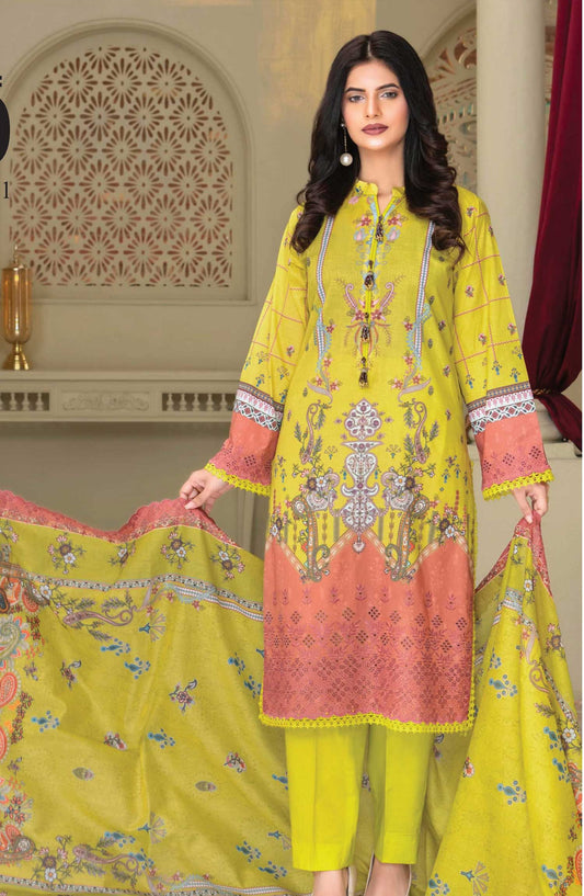 Mashaal by Riaz Arts Embroidered Lawn Unstitched 3 Piece - D-10 - RA25MEL - Lime Green - Summer Collection