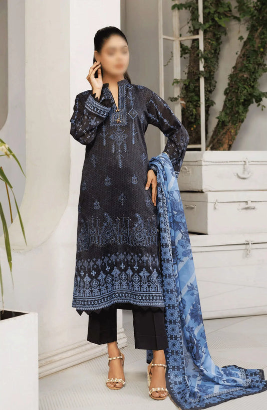 Jasmine Lawn Slub Digital Print and Embroidered Collection Vol 17 - Design 10