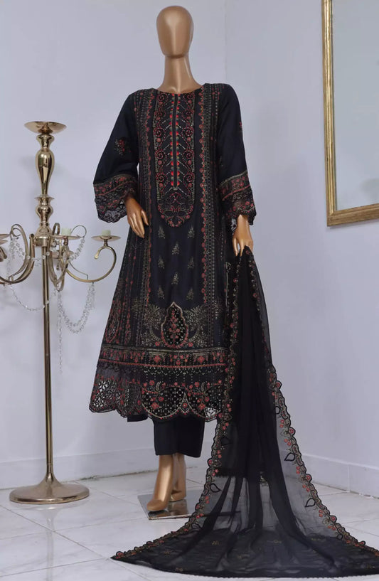 Bin Saeed Luxury Self Embroidered Frock 3 Pc Collection - Design 10