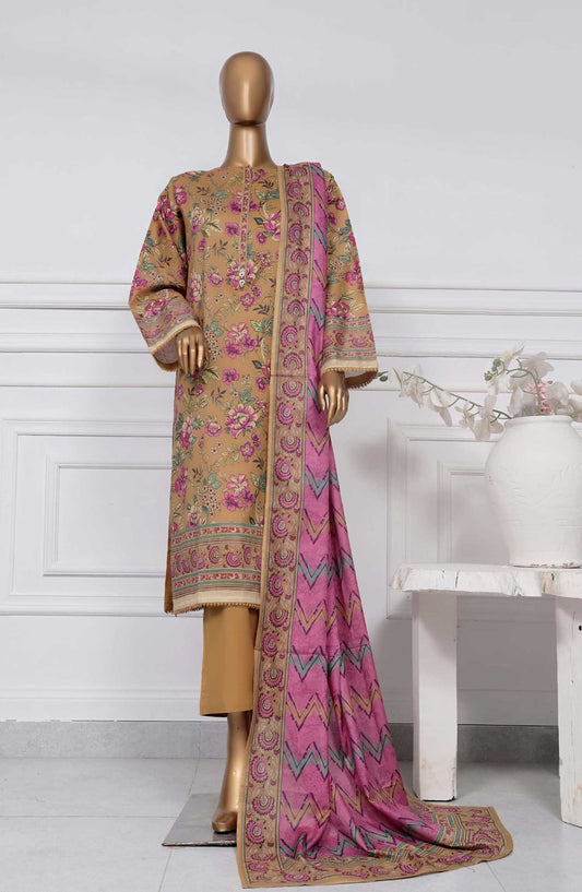 Sadabahar Printed Lawn Stitched 3 Piece - D-10 - SBD25PL - Beige - Summer Collection