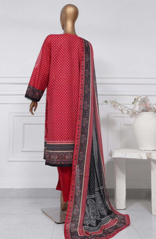 Sadabahar Printed Lawn Stitched 3 Piece - D-11 - SBD25PL - Poppy Red - Summer Collection