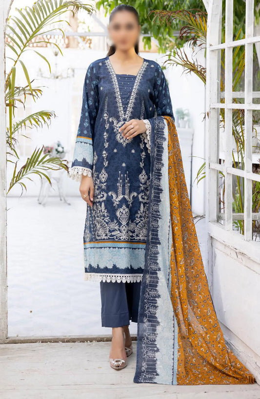 Sarah Digital Premium Embroidered Slub Lawn Collection 2024 - Design 11