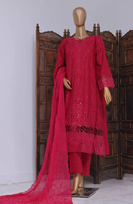 Bin Saeed Luxury Self Embroidered Frock 3 Pc Collection - Design 11